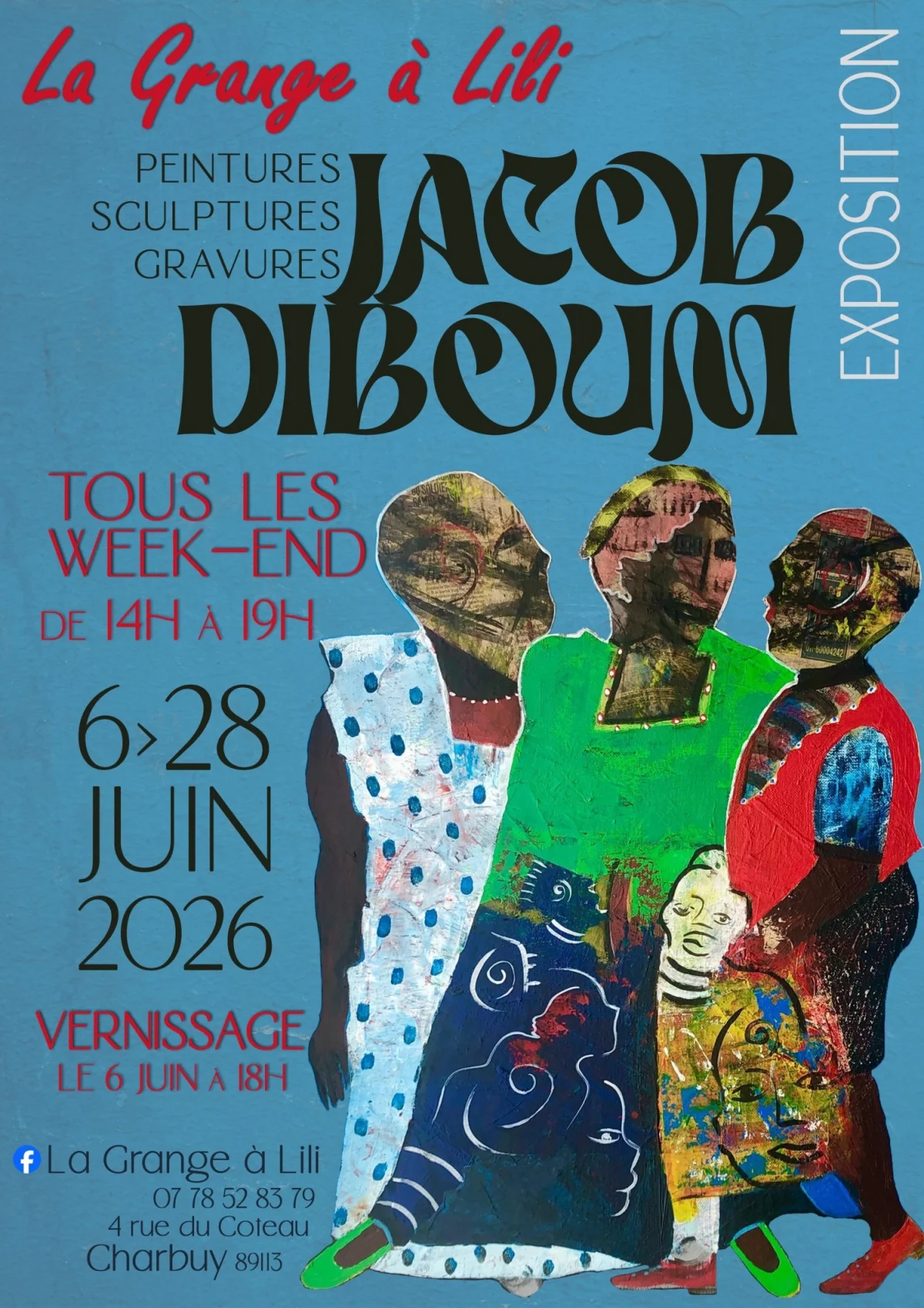 Exposition de Jacob Diboum – Charbuy (La Grange à Lili / 4 rue du coteau) (affiche de l’événement)