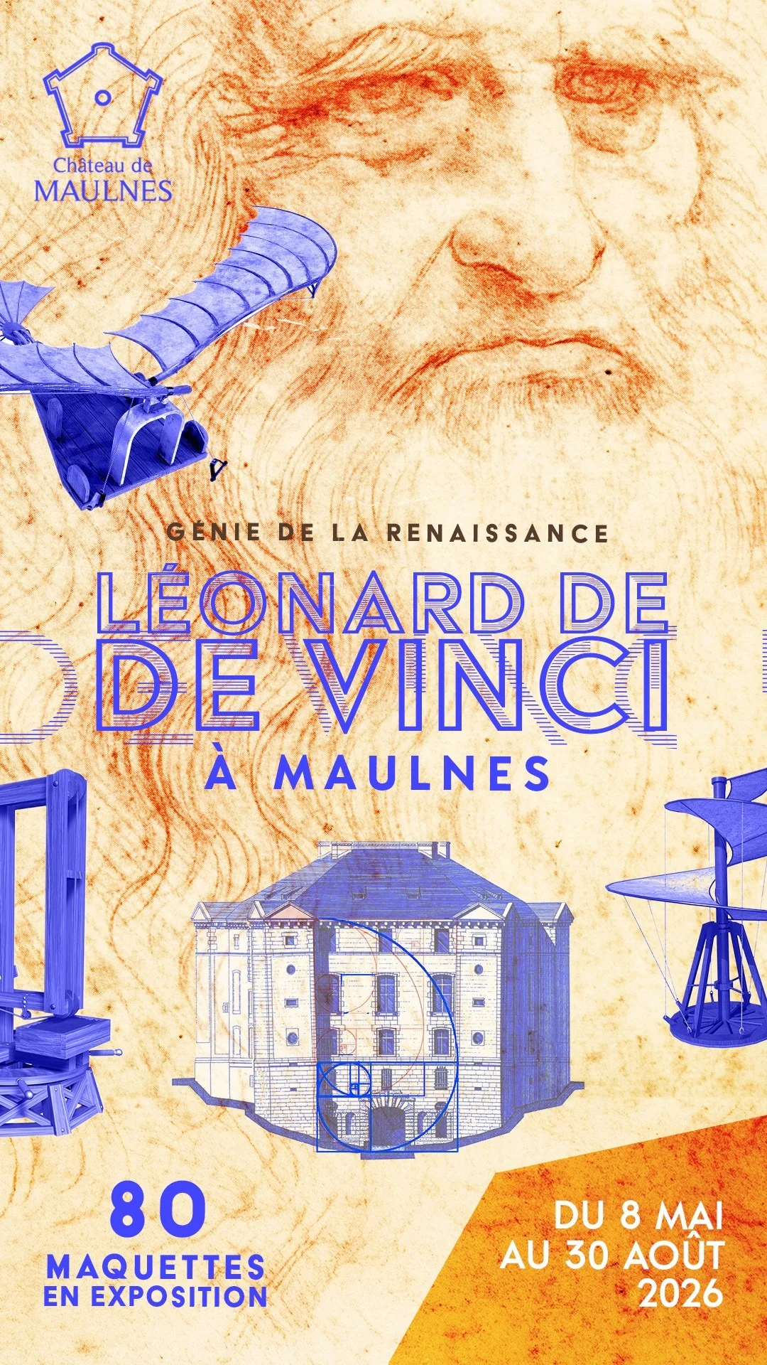 Exposition : Génie de la Renaissance – de Vinci à Maulnes – Cruzy le Châtel (Château de Maulnes) (affiche de l’événement)