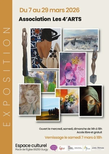 Vernissage de l'exposition Les 4'Arts – Gurgy (Espace culturel) (affiche de l’événement)