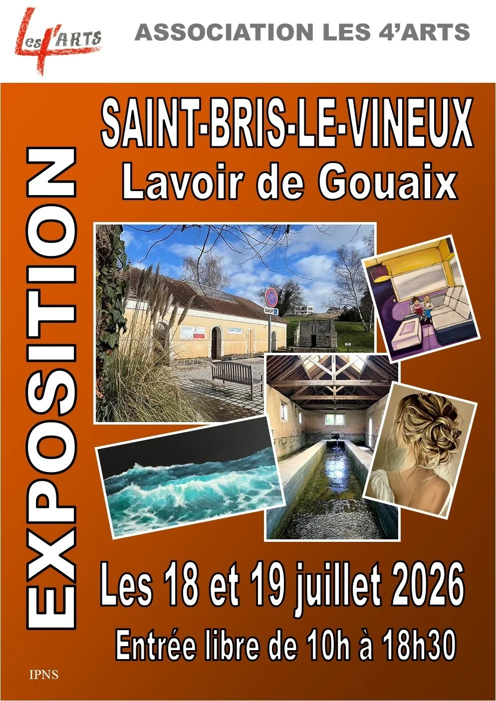 Exposition avec Les 4'Arts – Saint-Bris-le-Vineux (Lavoir de Gouaix) (affiche de l’événement)