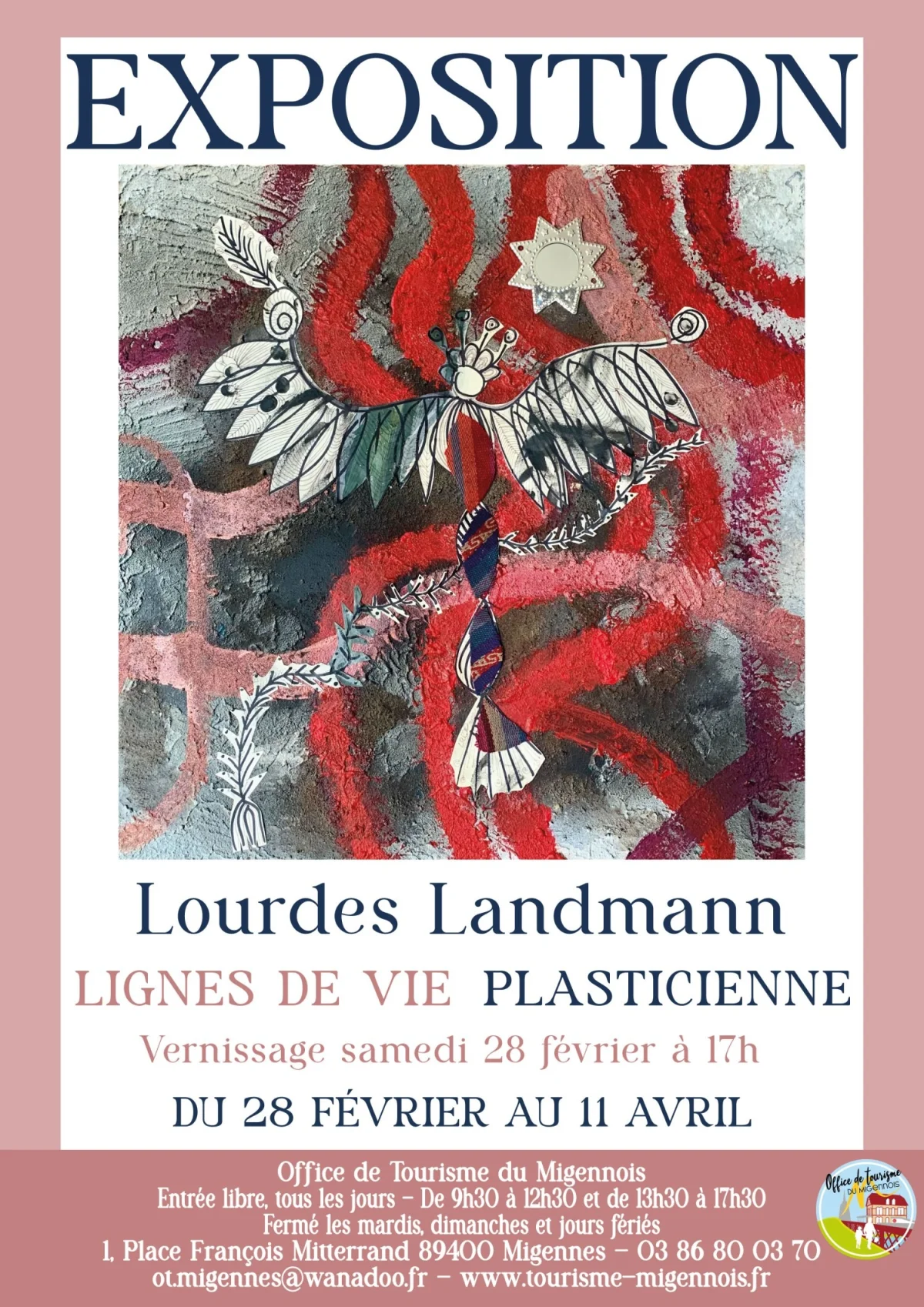 Exposition - Lignes de vie - Lourdes Landmann - Plasticienne – Migennes (Office de Tourisme du Migennois) (affiche de l’événement)