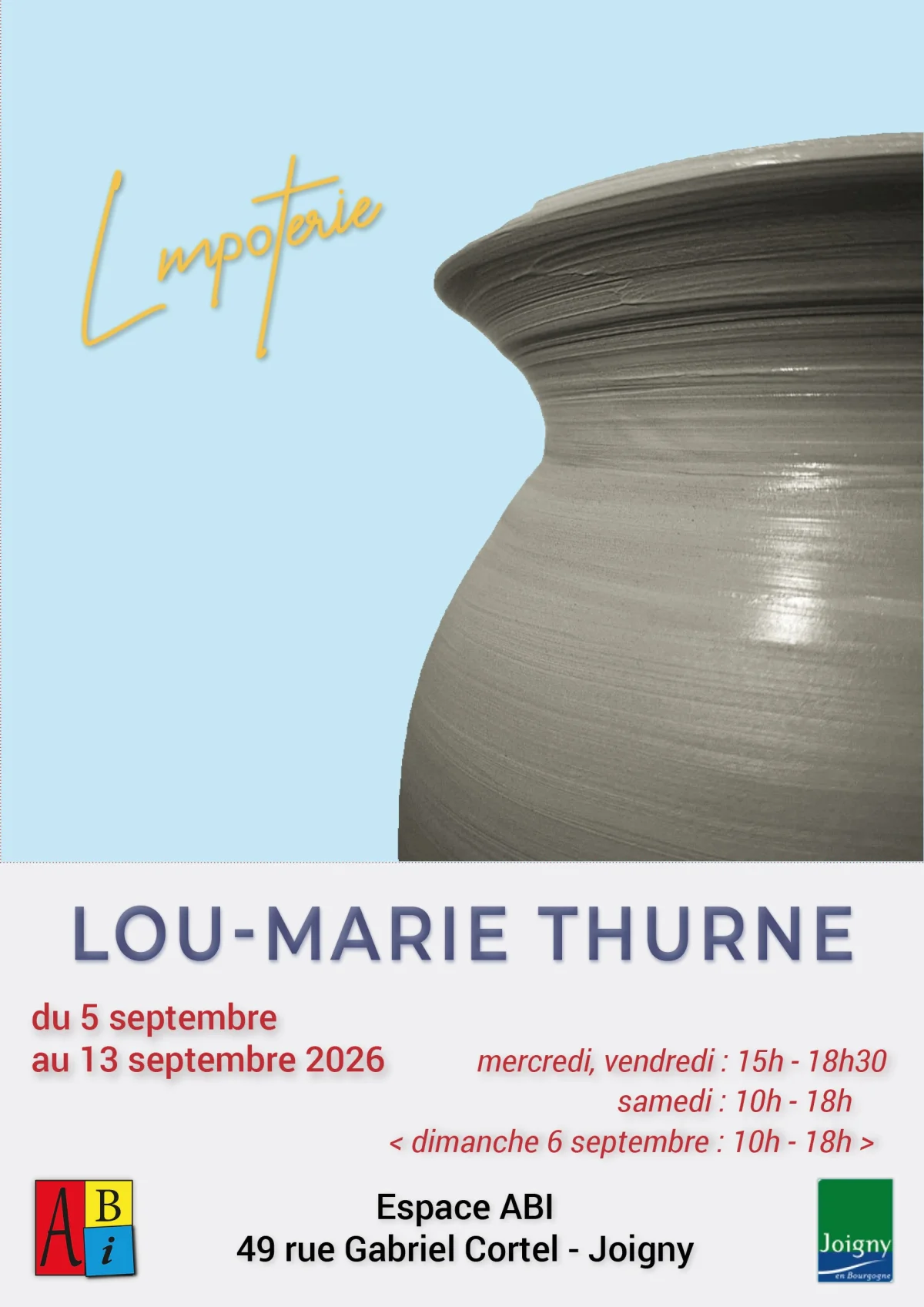 Exposition de Lou-Marie Thurne – Joigny (Espace ABI) (affiche de l’événement)