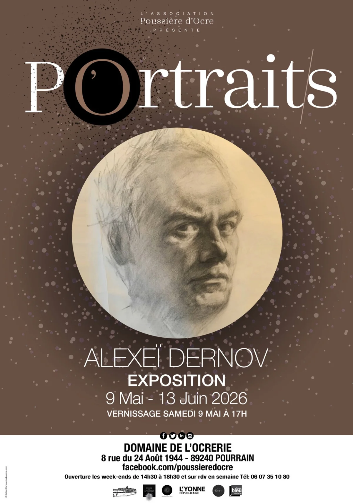 Expositions : Portrait/s (avec Alexeï Dernov) – Pourrain (Domaine de l'Ocrerie) (affiche de l’événement)