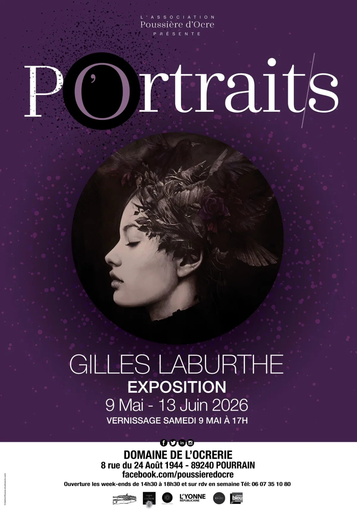 Expositions : Portrait/s (avec Gilles Laburthe) – Pourrain (Domaine de l'Ocrerie) (affiche de l’événement)