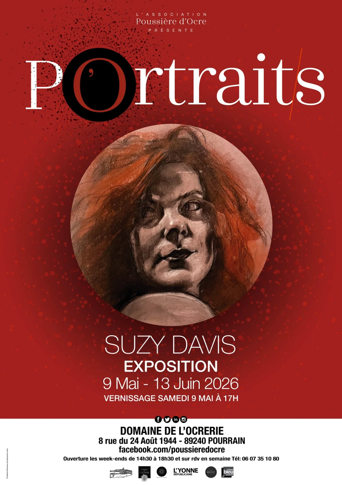 Expositions : Portrait/s (avec Suzy Davis) – Pourrain (Domaine de l'Ocrerie) (affiche de l’événement)
