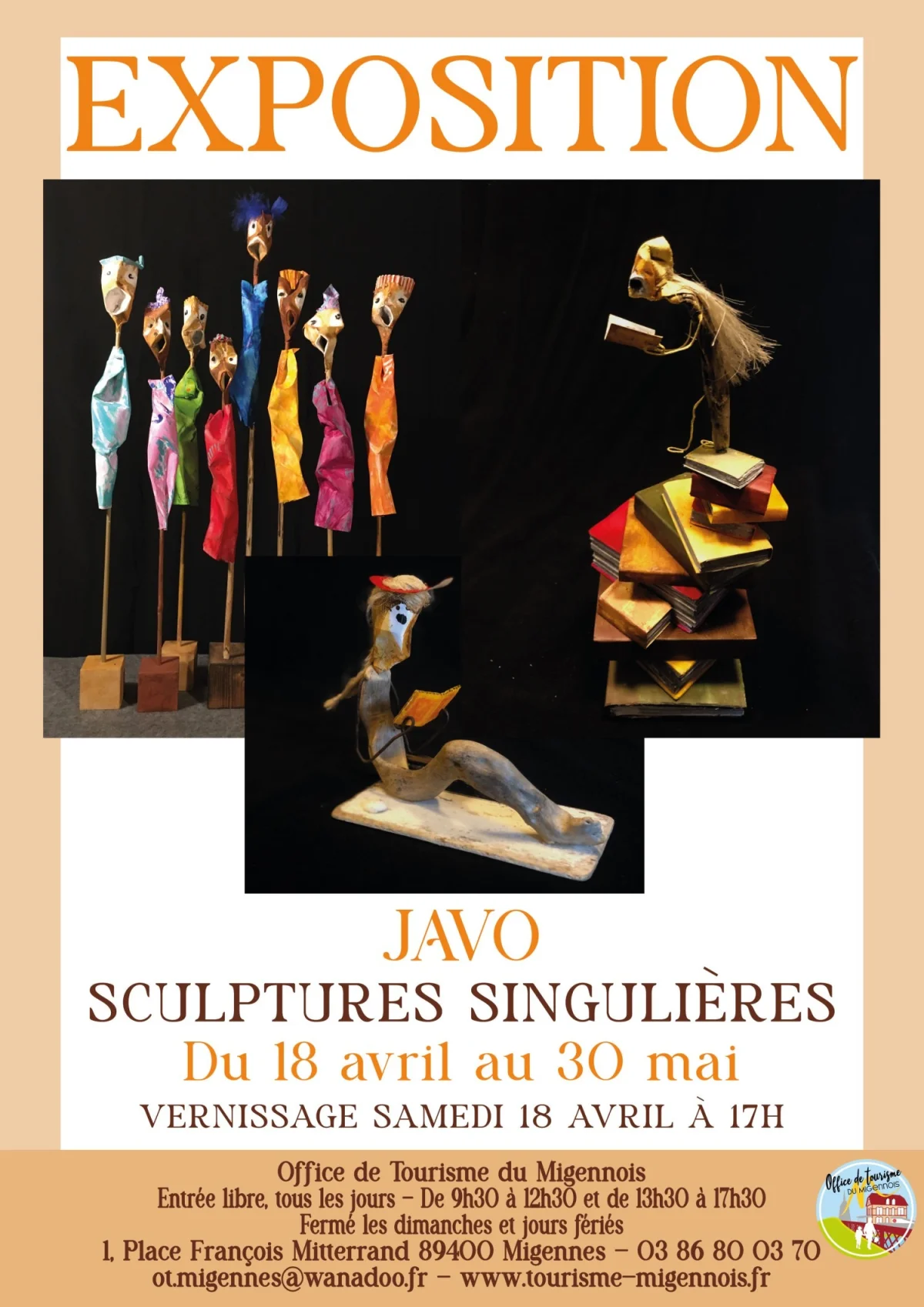 Exposition - Sculptures singulières - JAVO – Migennes (Office de Tourisme du Migennois) (affiche de l’événement)