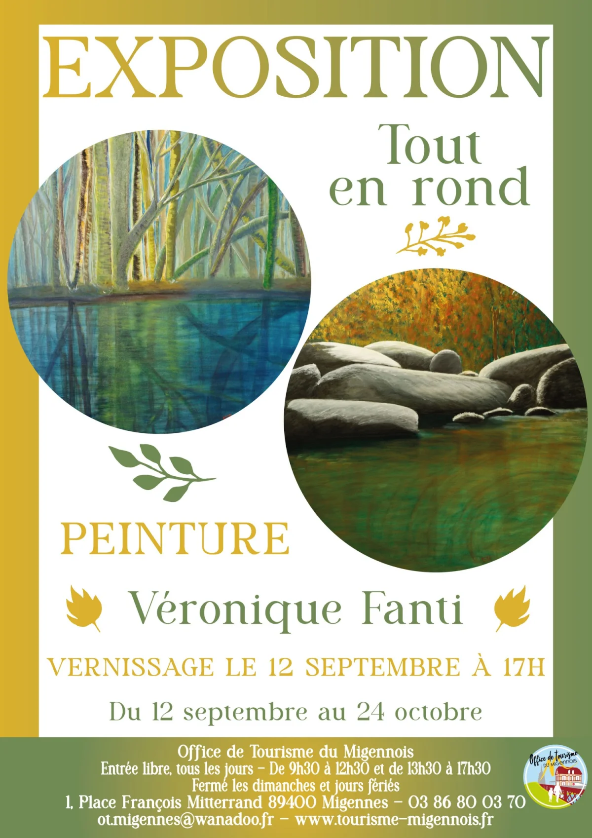Exposition – Tout en rond – Véronique Fanti - Peinture sur Tondo – Migennes (Office de Tourisme du Migennois) (affiche de l’événement)