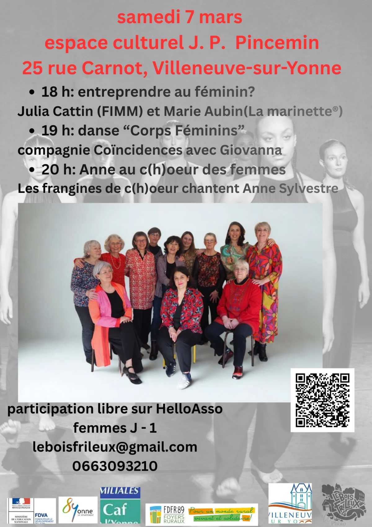 Femmes J - 1 – Villeneuve-sur-Yonne (Espace culturel Jean-Pierre Pincemin) (affiche de l’événement)