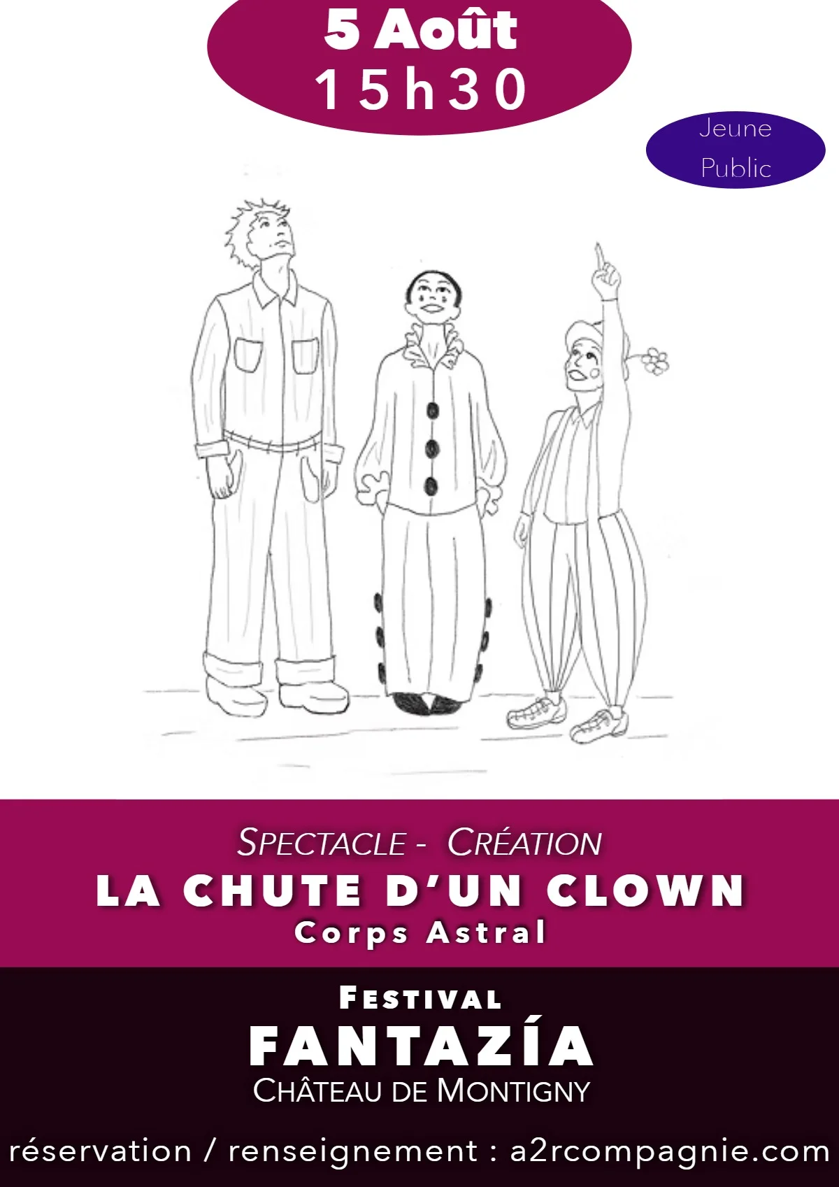 Spectacle jeune public : "La chute d'un clown" dans le cadre du 7ème Festival Fantazía – Perreux / Charny Orée de Puisaye (Château de Montigny) (affiche de l’événement)