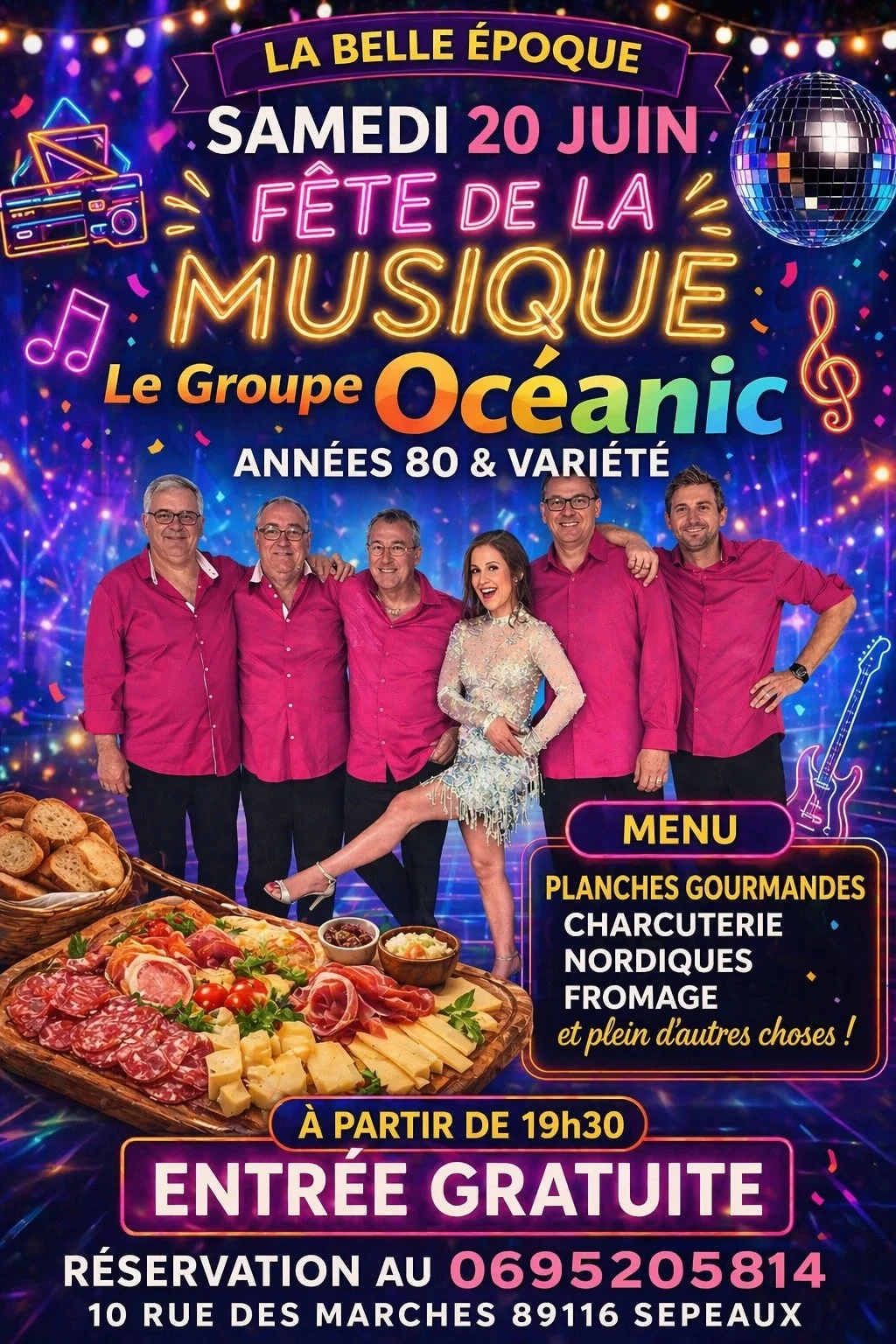 Fête de la Musique avec le groupe Océanic (années 80 & variété) – Sépeaux (La Belle Epoque) (affiche de l’événement)