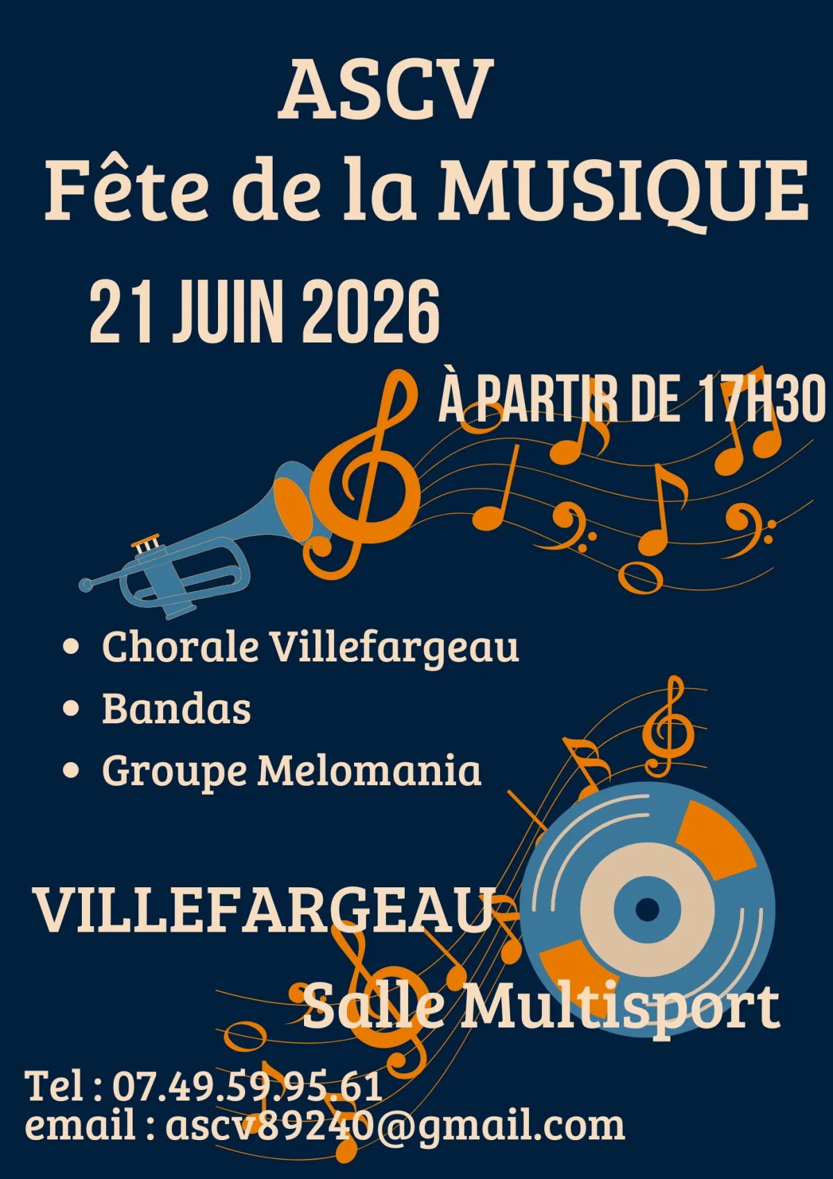 Fête de la Musique – Villefargeau (Salle MultiSports) (affiche de l’événement)
