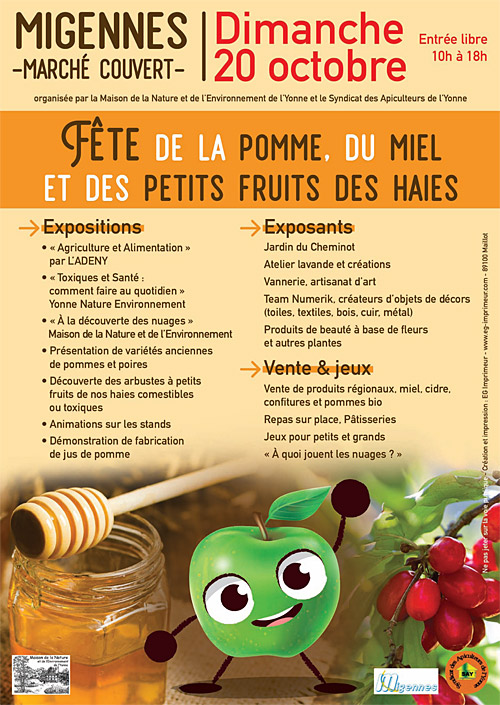FETE DE LA POMME, DU MIEL ET DES PETITS FRUITS DES HAIES : présentation des fruits, expositions, artisanat local, restauration et dégustation