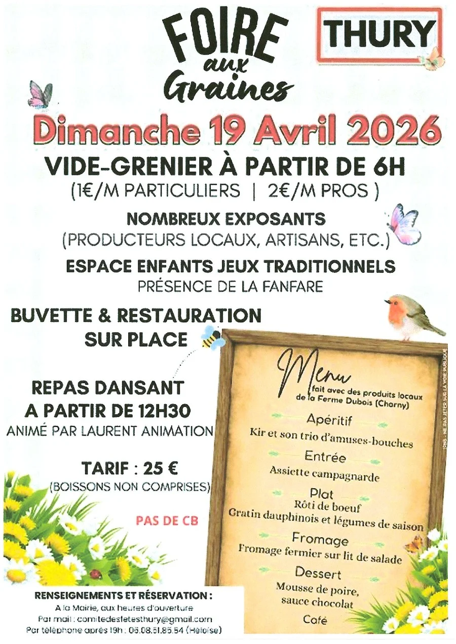 Foire aux graines - Vide-grenier – Thury (Village) (affiche de l’événement)
