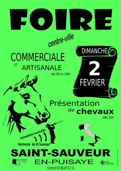 FOIRE COMMERCIALE ET ARTISANALE + Présentation de chevaux + animations musicales (harmonie, artiste déambulateur...)