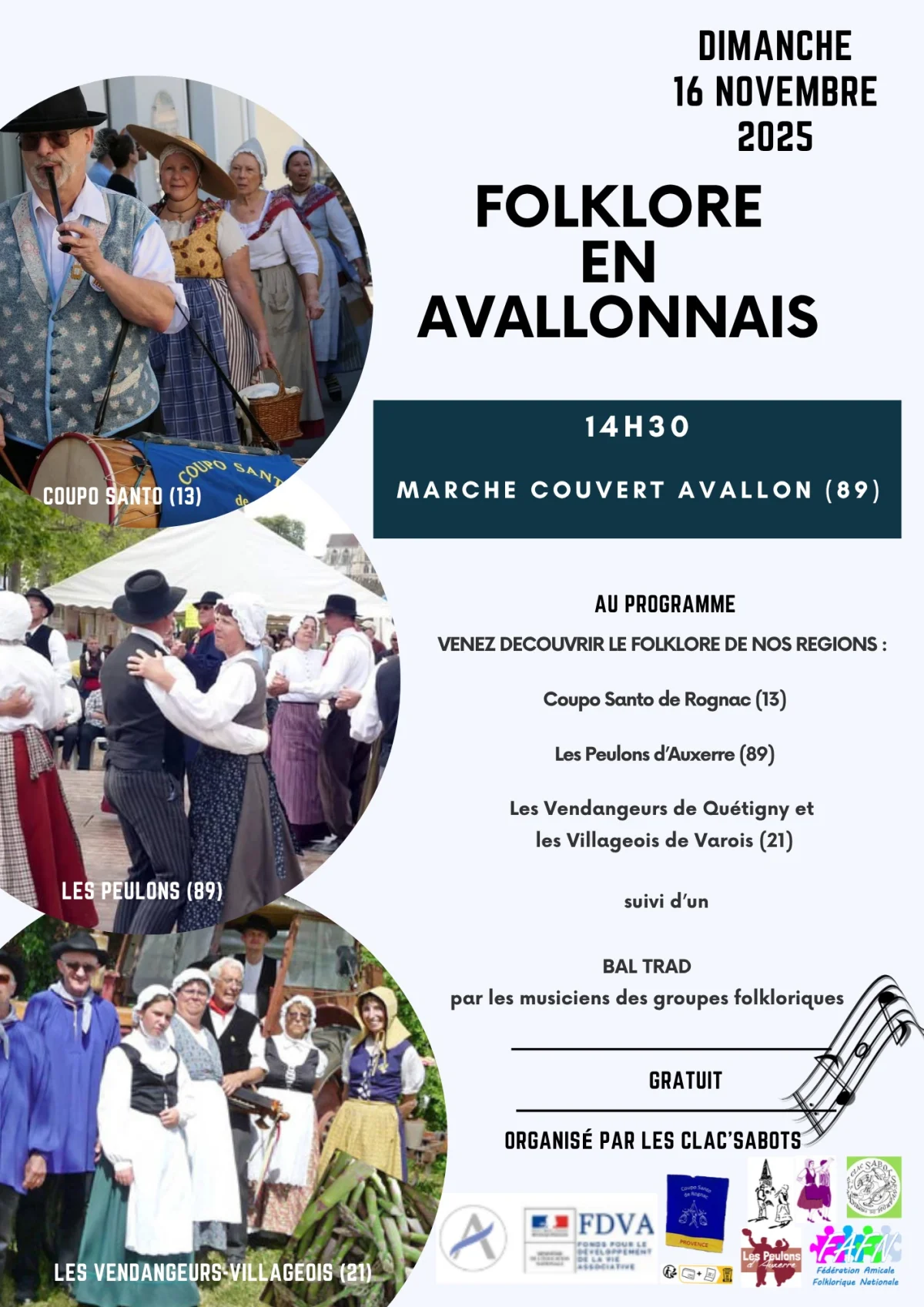 Folklore en Avallonnais – Avallon (Marché Couvert Avallon) (affiche de l’événement)