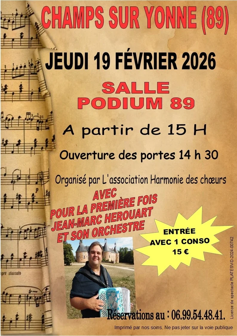 Grand après midi dansant – Champs sur Yonne (Salle podium 89) (affiche de l’événement)