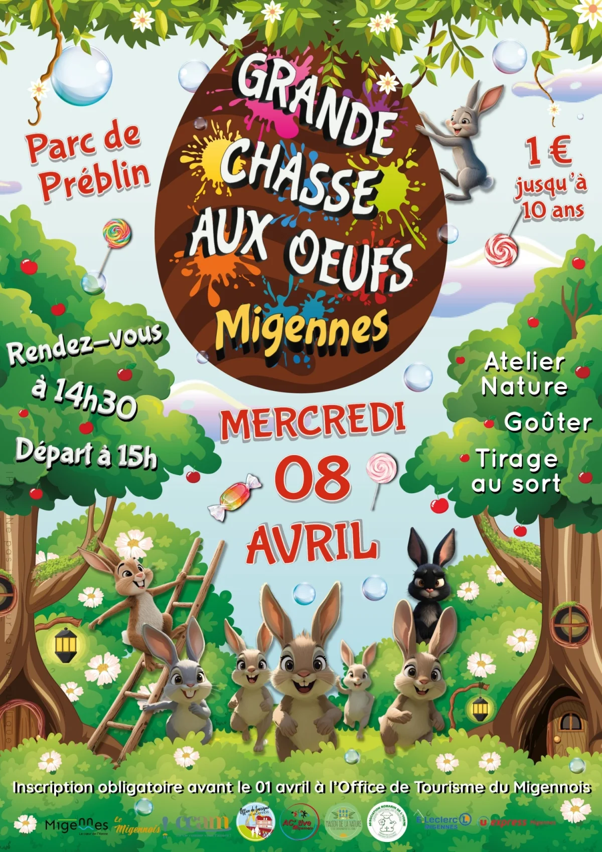 Grande chasse aux œufs – Migennes (Parc de Préblin) (affiche de l’événement)
