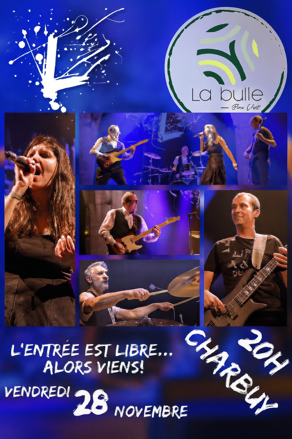 Concert avec le groupe "L" (Pop-Rock / Composition française) – Charbuy (La Bulle aux prés verts) (affiche de l’événement)