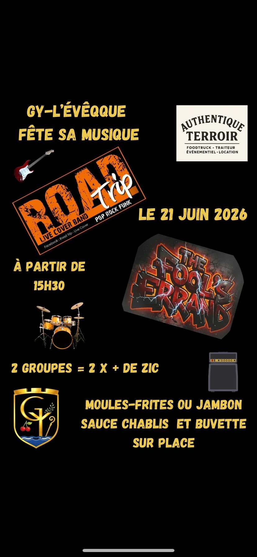 Gy L'Evêque fête sa musique – Gy l'Evêque (Place du village) (affiche de l’événement)