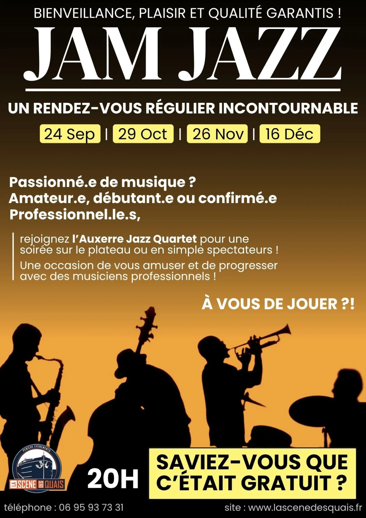 Jam Jazz Session / Tout public – Auxerre (Théâtre La Scène des Quais) (affiche de l’événement)