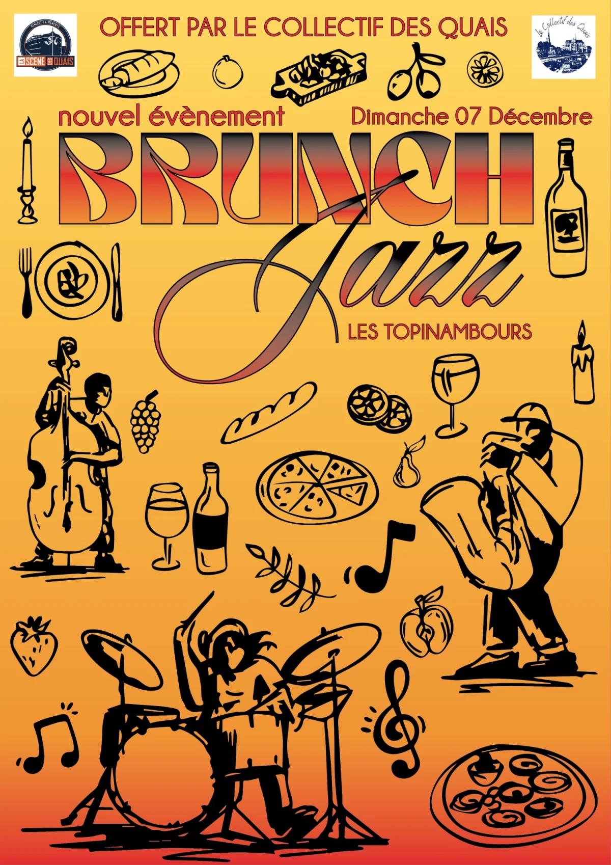 BRUNCH JAZZ - LES TOPINAMBOURS / NOUVEAU ! /OFFERT PAR LE COLLECTIF DES QUAIS – Auxerre (Péniche théâtre La scène des quais) (affiche de l’événement)
