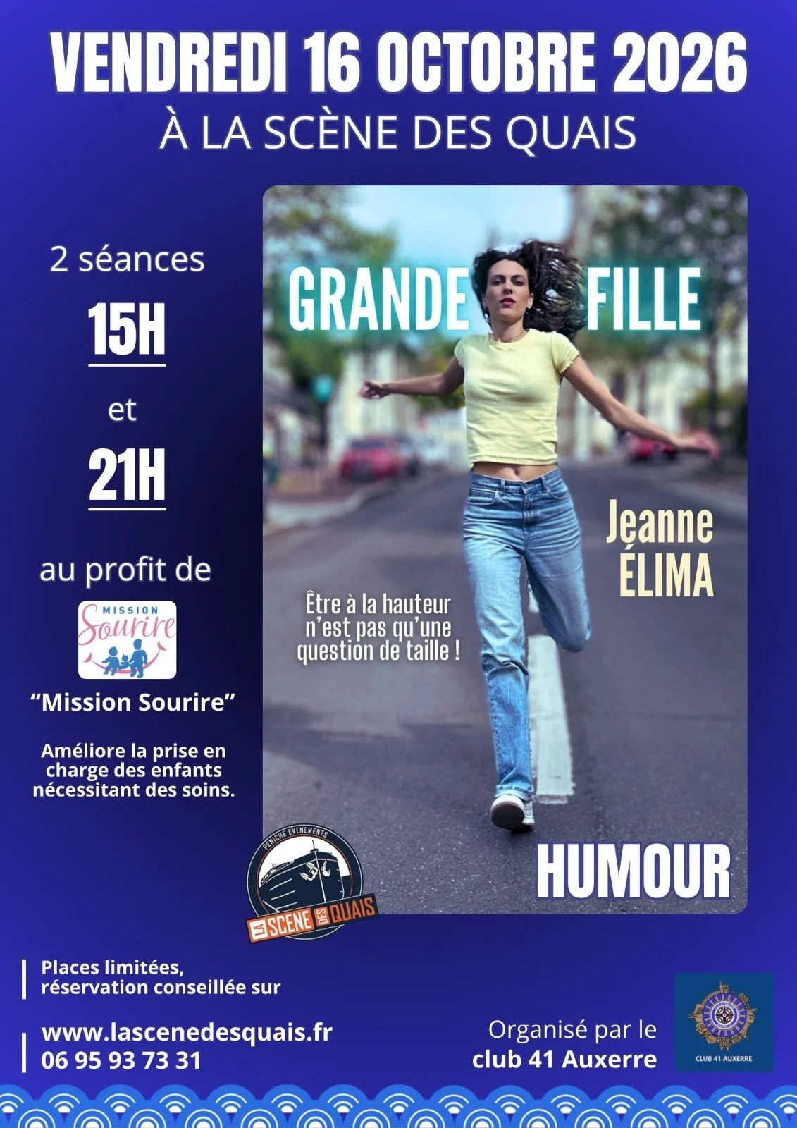 Jeanne Élima / Grande Fille – Auxerre (Théâtre La scène des quais) (affiche de l’événement)