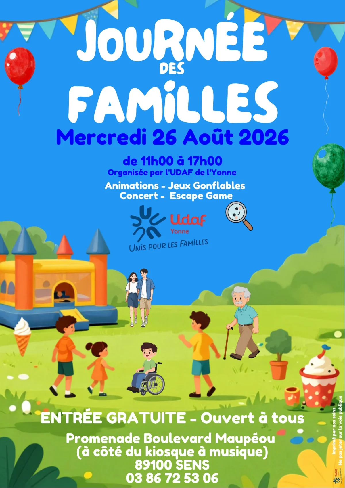 Journée des Familles organisée par l'UDAF de l'Yonne – Sens (Promenade Boulevard Maupéou) (affiche de l’événement)