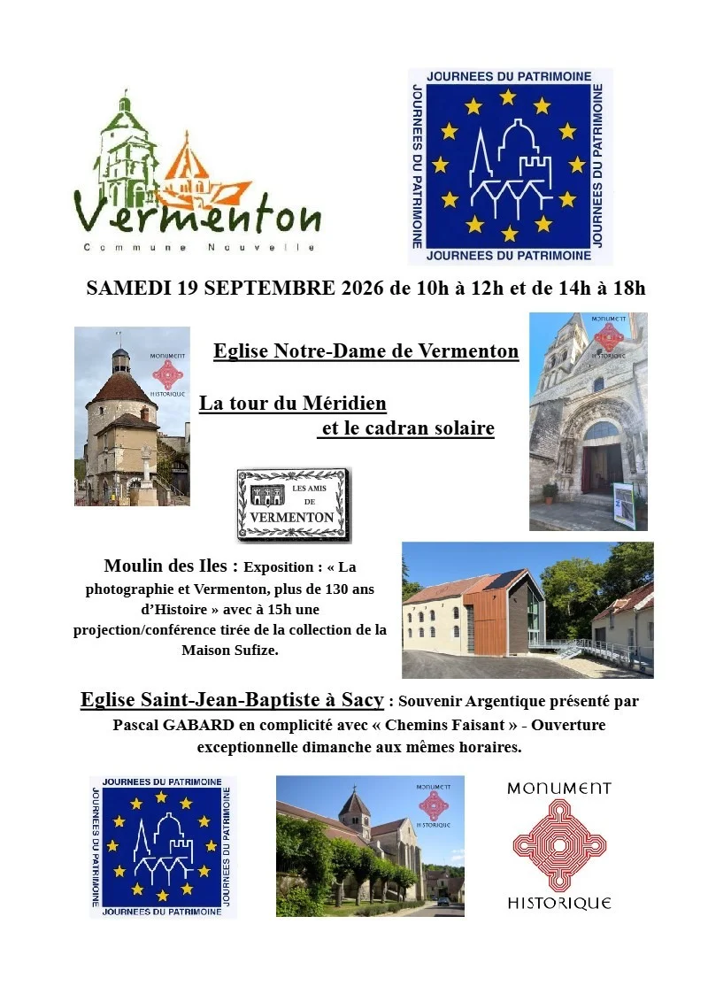 Journées du Patrimoine à Vermenton & Sacy – Vermenton (Vermenton / Sacy) (affiche de l’événement)