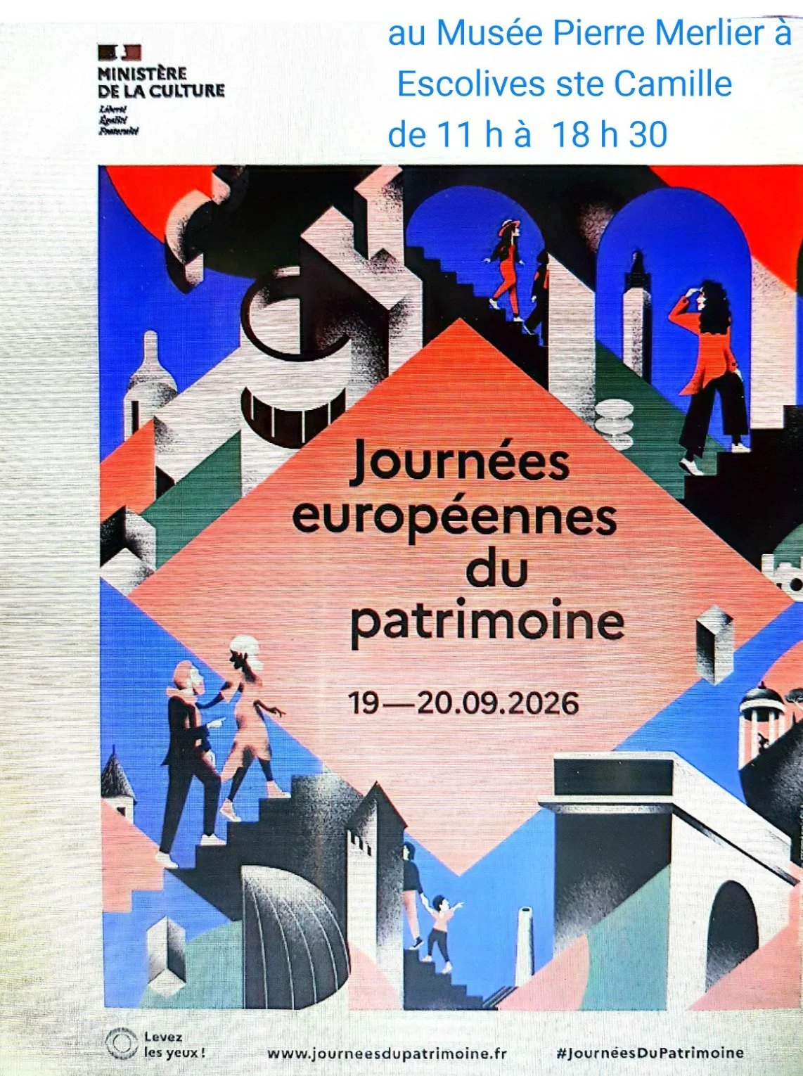 Journées du Patrimoine au Musée Pierre Merlier – Escolives-Sainte-Camille (Musée Pierre Merlier / Moulin  du Saulce / Hameau du Saulce) (affiche de l’événement)