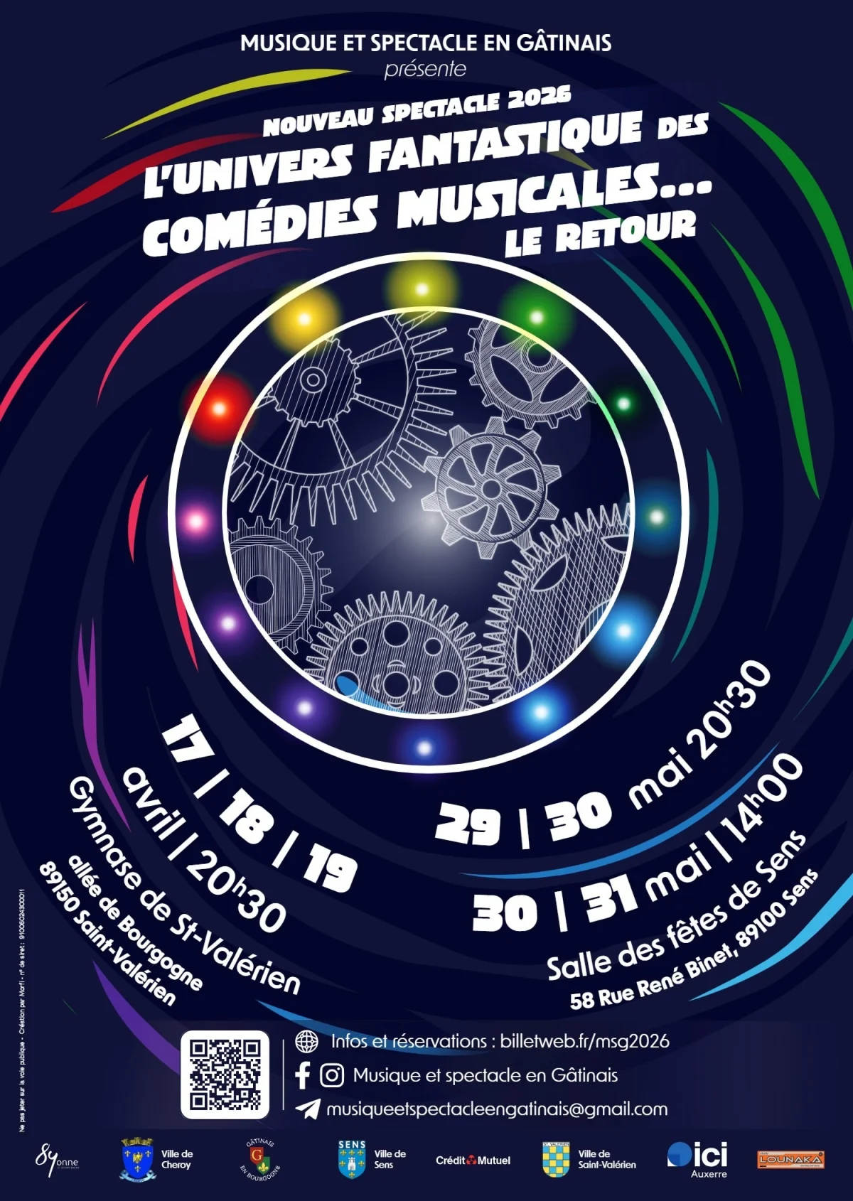 L’Univers Fantastique des Comédes Musicales… le retour – Saint Valérien (Gymnase) (affiche de l’événement)