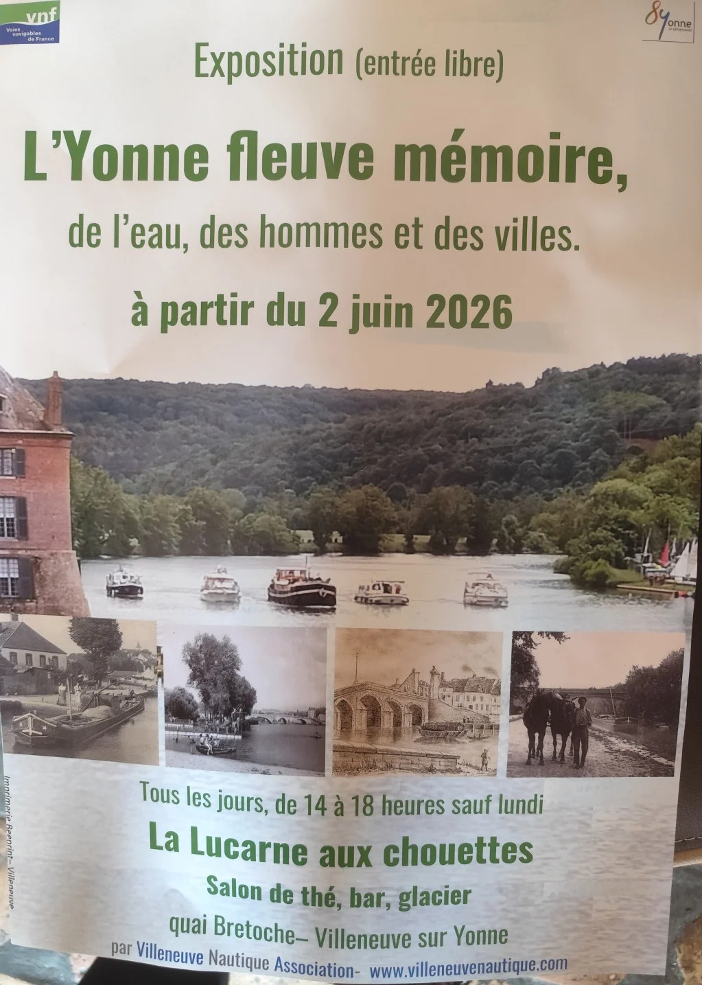 L'Yonne fleuve mémoire – Villeneuve-sur-Yonne (La lucarne aux chouettes) (affiche de l’événement)