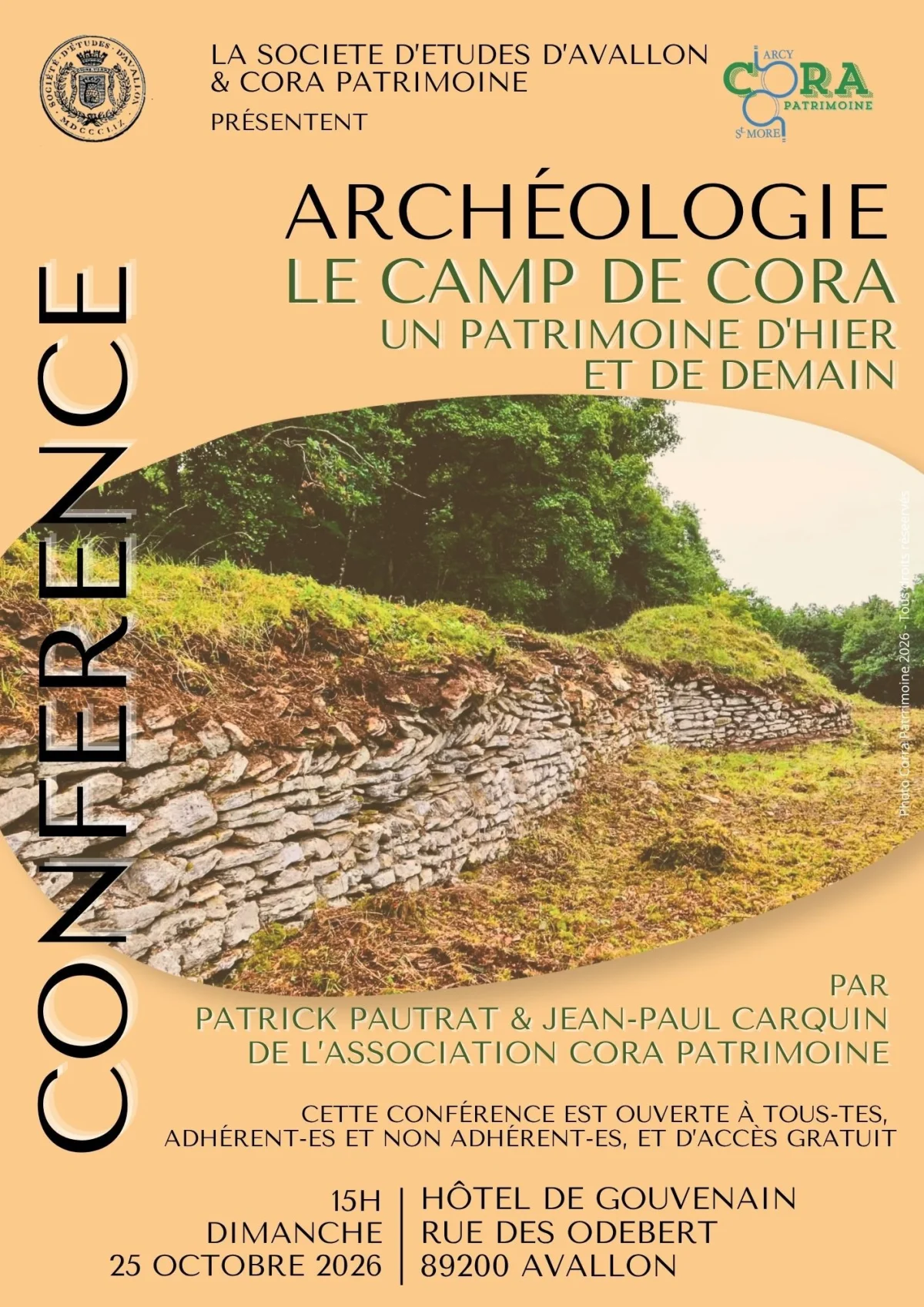 Le Camp de Cora un patrimoine d'hier et de demain – Avallon (Société d'Etudes d'Avallon) (affiche de l’événement)