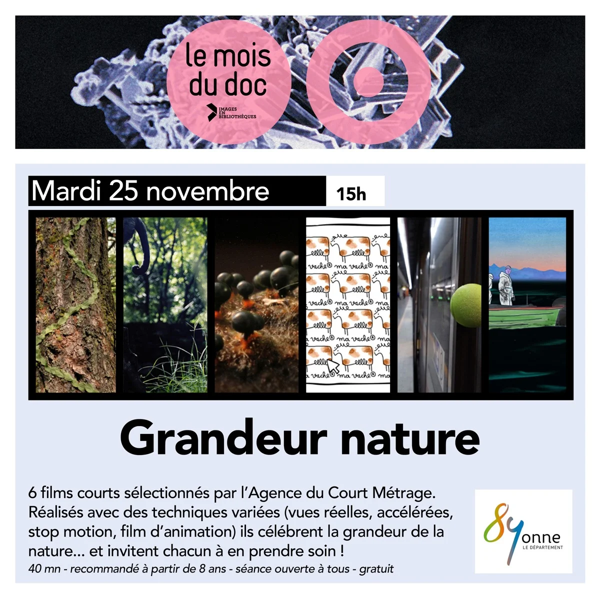Le Mois du Doc : projection du programme "Grandeur nature" – Ravières (salle polyvalente) (affiche de l’événement)