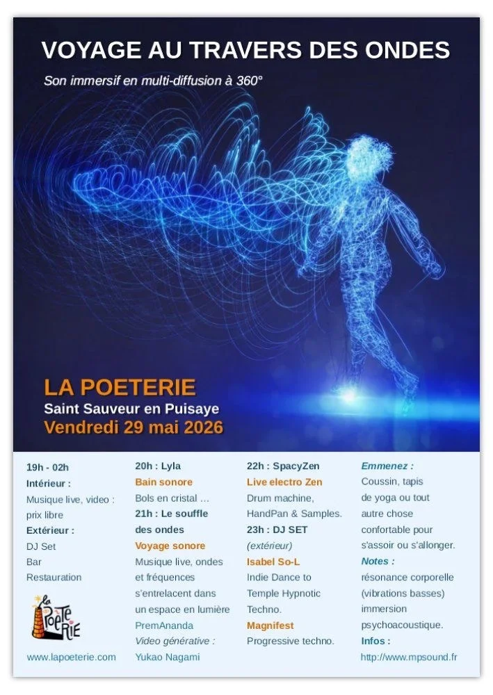 Le Souffle des Ondes / Voyage Sonore Multi-Diffusion – Saint-Sauveur-en-Puisaye (La Poèterie) (affiche de l’événement)