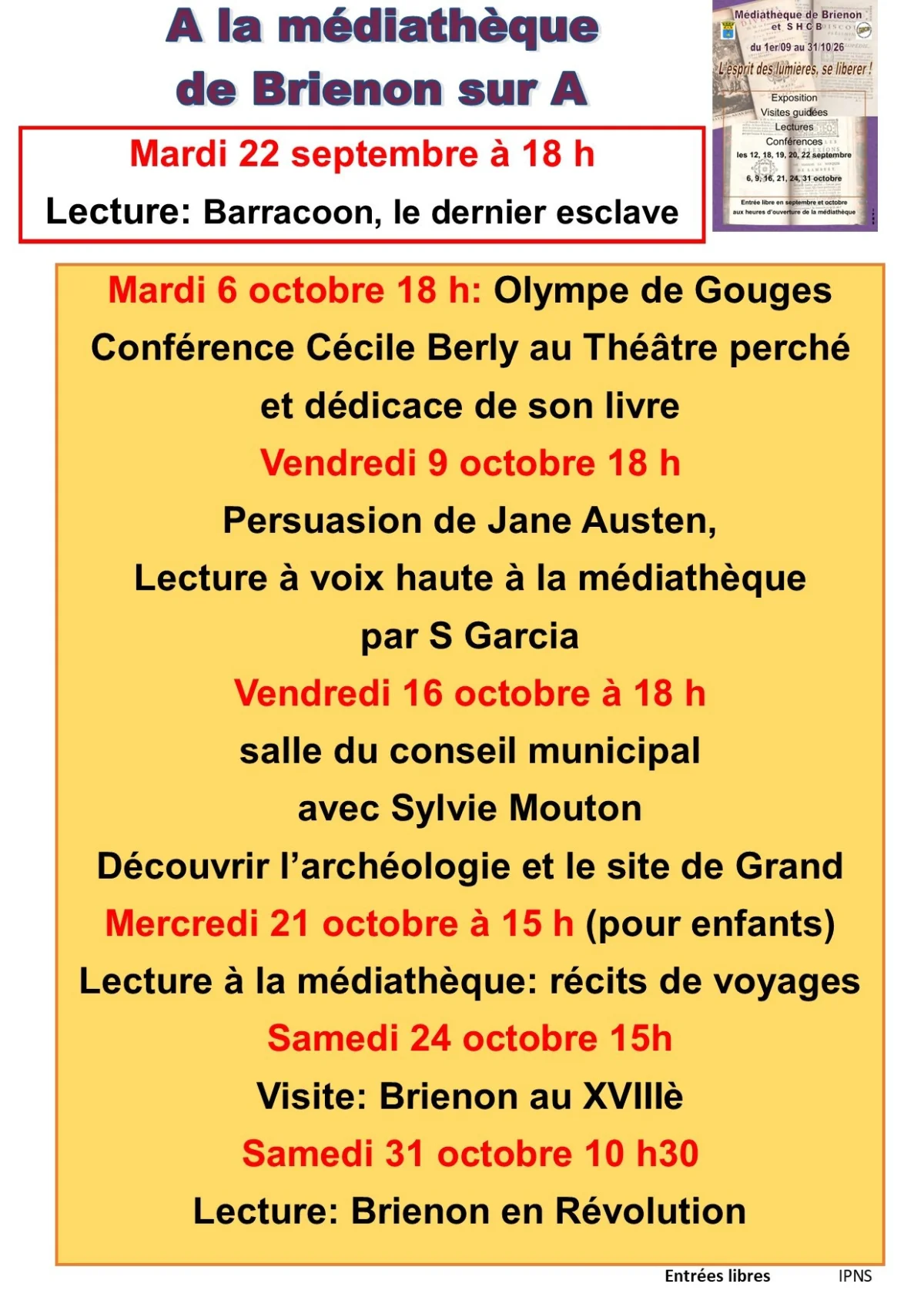 Lecture à voix haute : Barracoon le dernier esclave – Brienon-sur-Armançon (89210) (Médiathèque) (affiche de l’événement)