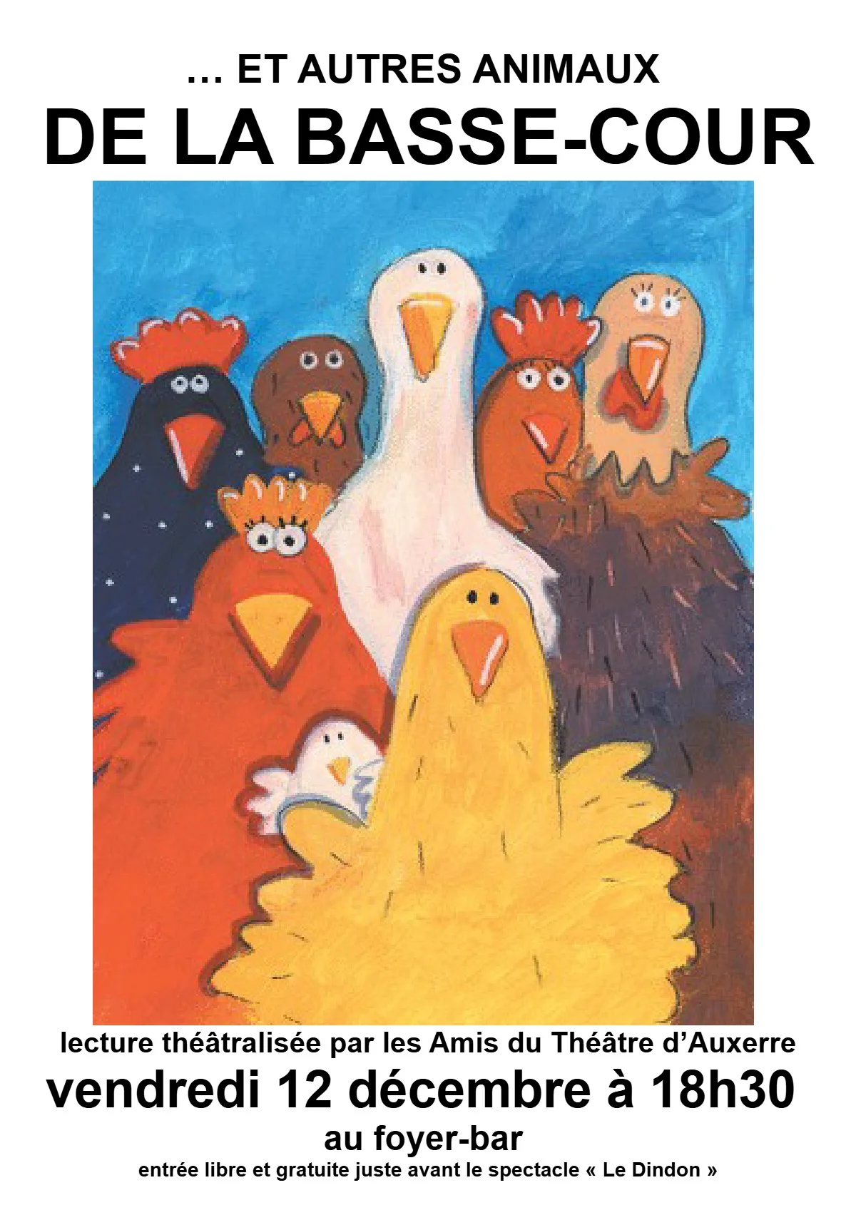 Lecture apéritive théâtralisé "... et autres animaux de la basse-cour" – Auxerre (Théâtre d'Auxerre) (affiche de l’événement)