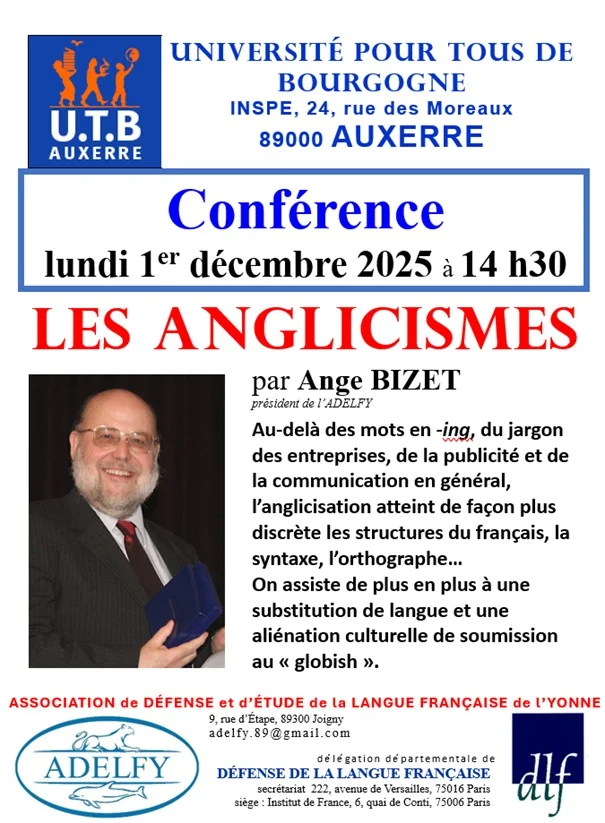 "Les anglicismes" – Auxerre (INSPE) (affiche de l’événement)