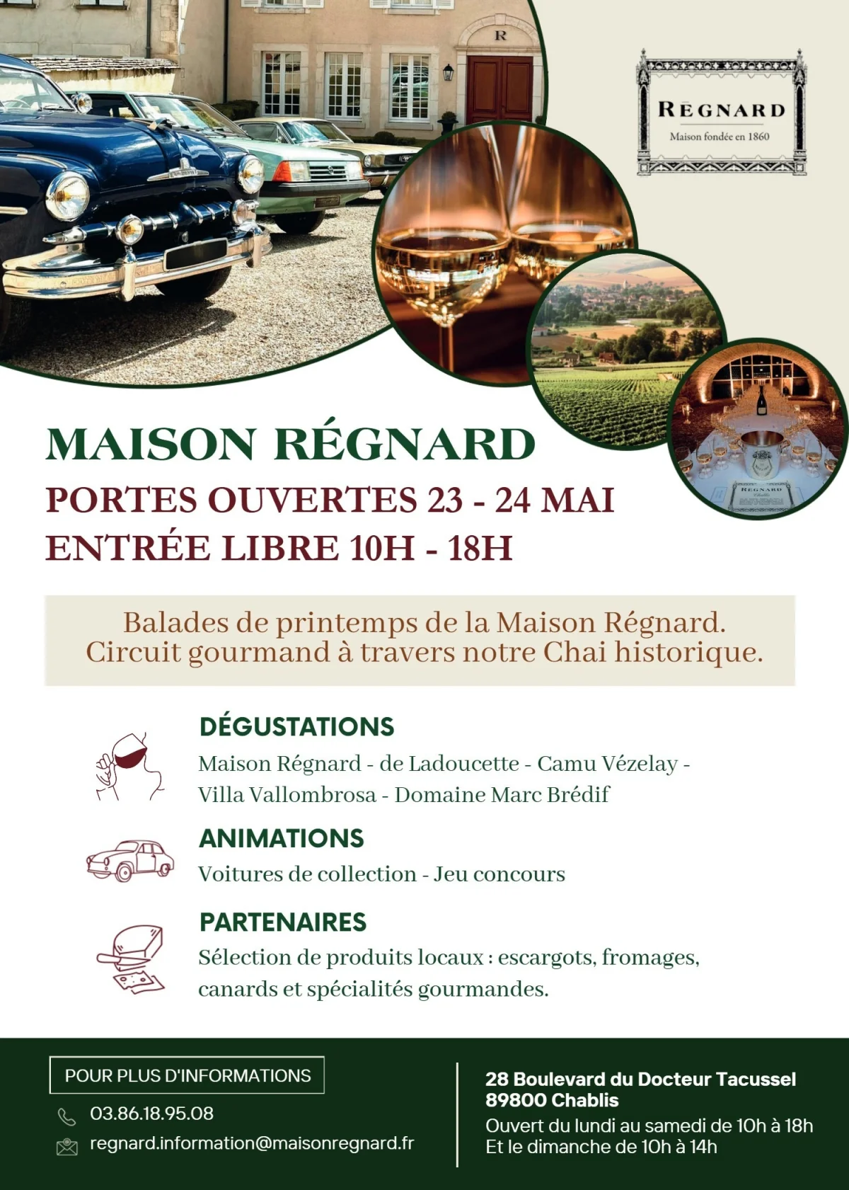 Les Balades de Printemps de la Maison Régnard - Portes ouvertes – Chablis (Parcours gourmand en partant de la Maison de réception jusqu'à la boutique du domaine) (affiche de l’événement)