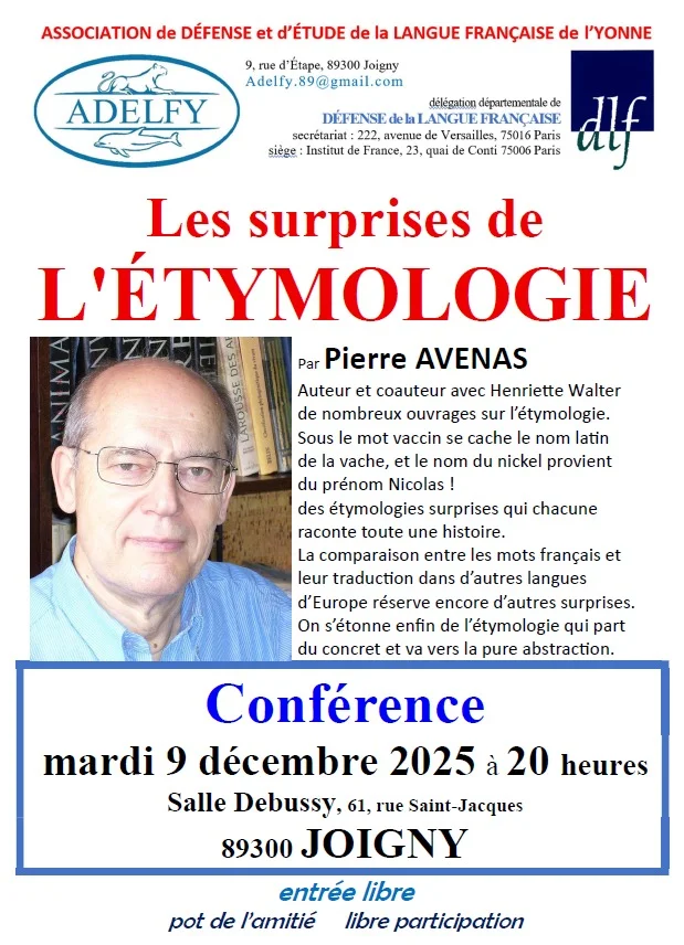 Les surprises de l'étymologie – Joigny (salle Debussy) (affiche de l’événement)