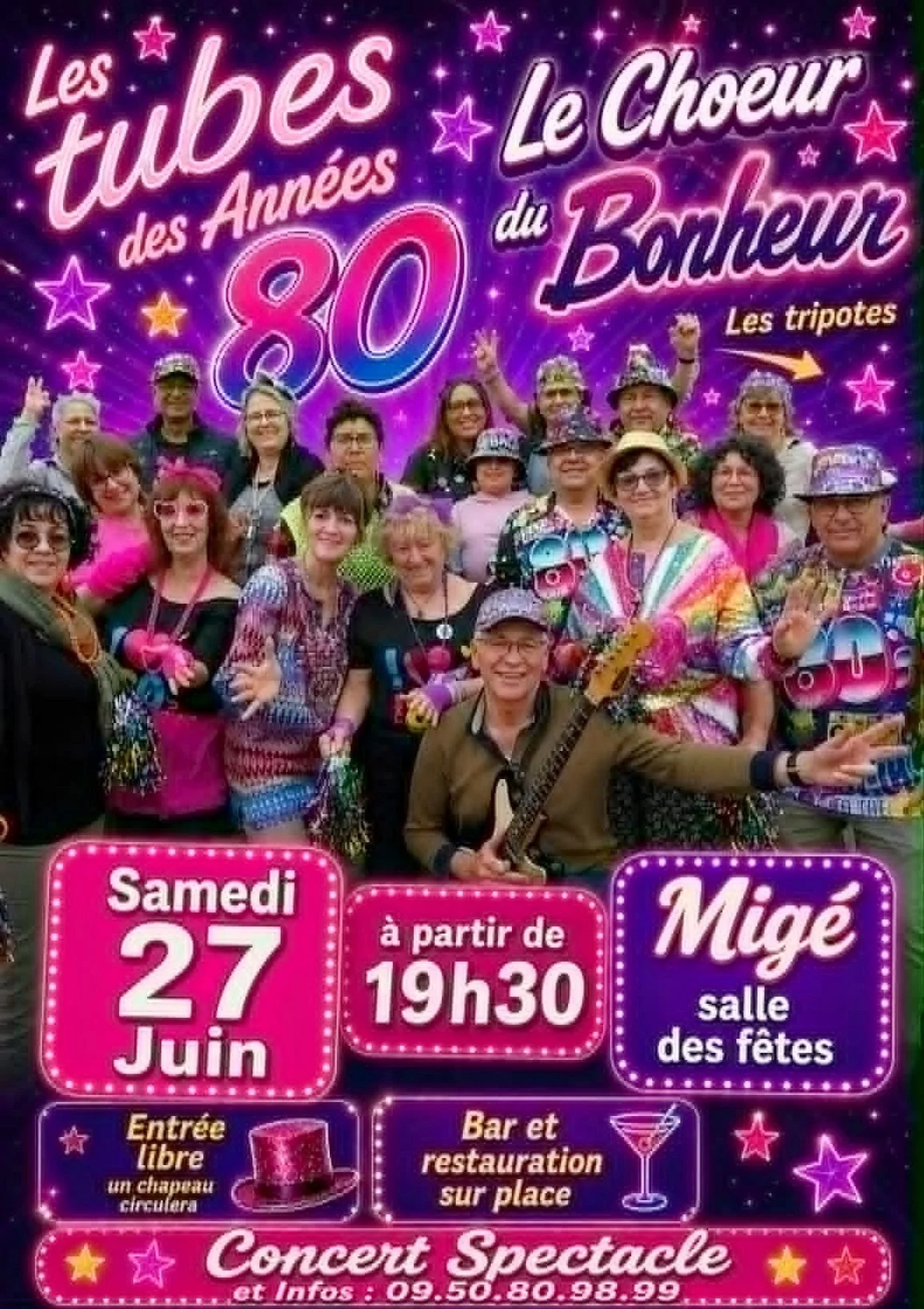 Concert-Spectacle : "Les Tubes des Années 80" par le Choeur du Bonheur – Migé (Salle des Fêtes) (affiche de l’événement)