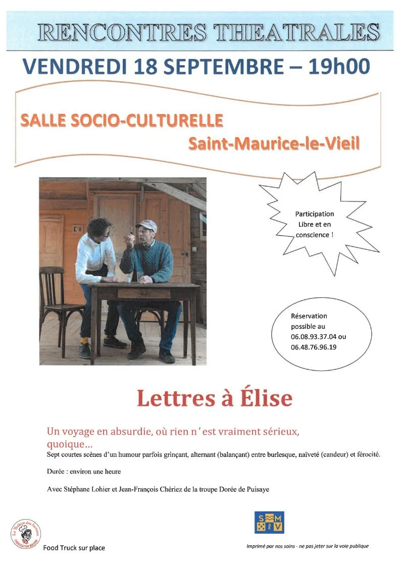 Lettres à Élise – Saint-Maurice-le-Vieil (Salle socio-culturelle) (affiche de l’événement)