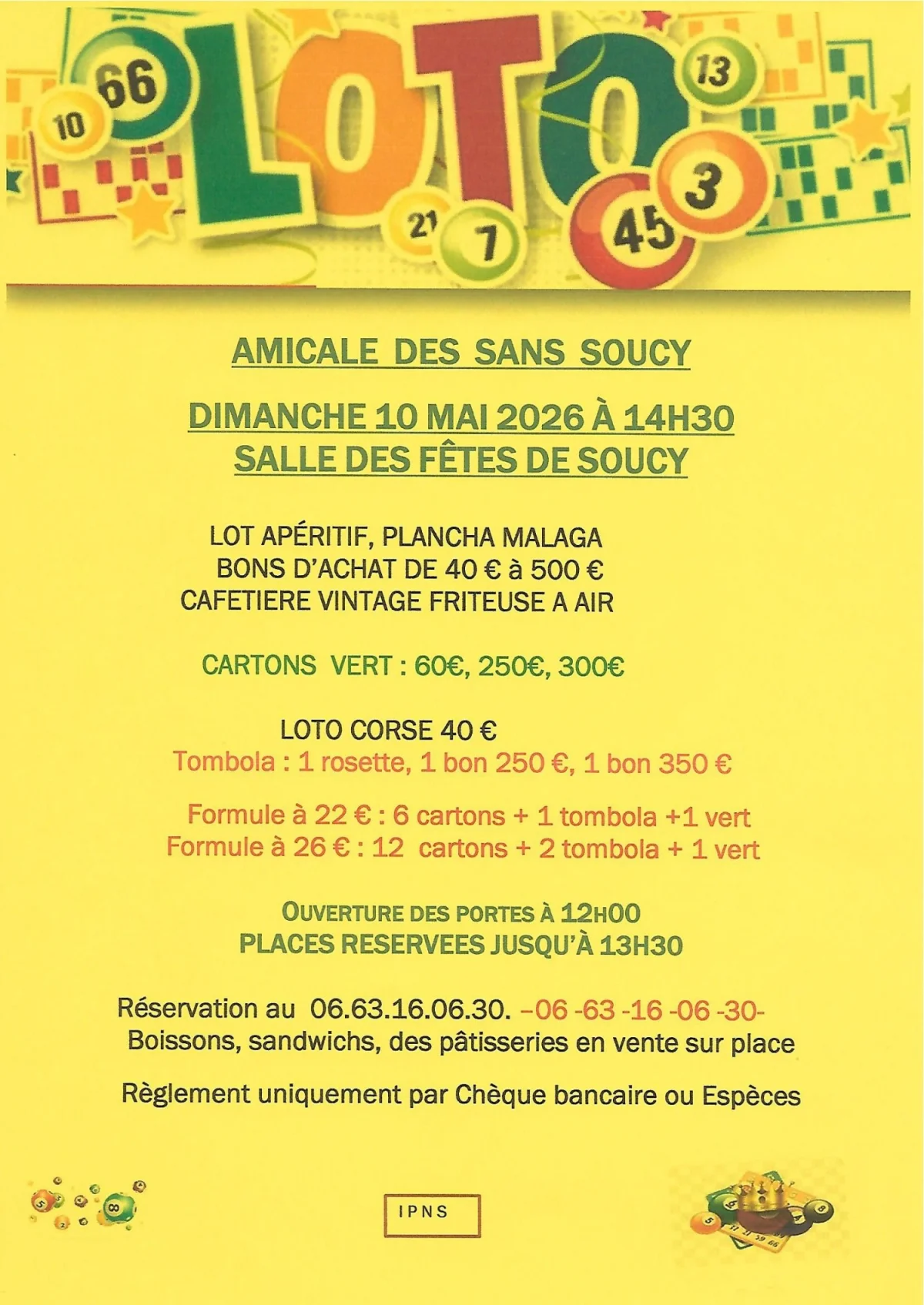 Loto amical des Sans Soucy – Soucy (Salle des fêtes) (affiche de l’événement)