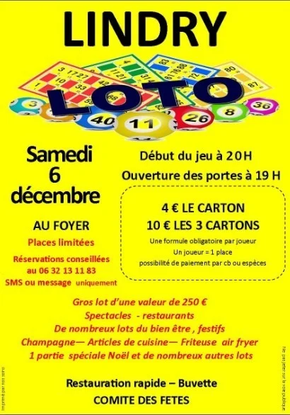 Loto de Noël – Lindry (foyer communal) (affiche de l’événement)