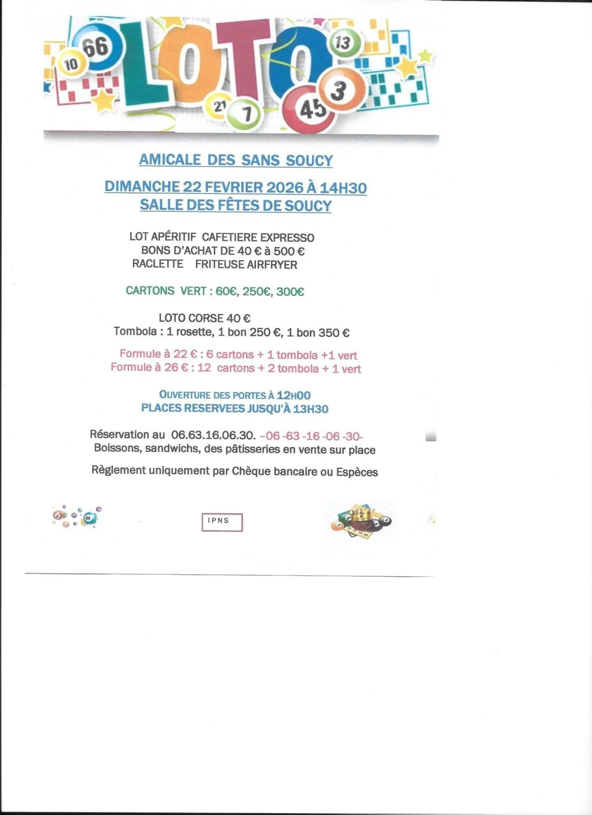 Loto de l'Amicale des Sans Soucy – Soucy (Salle des fêtes) (affiche de l’événement)