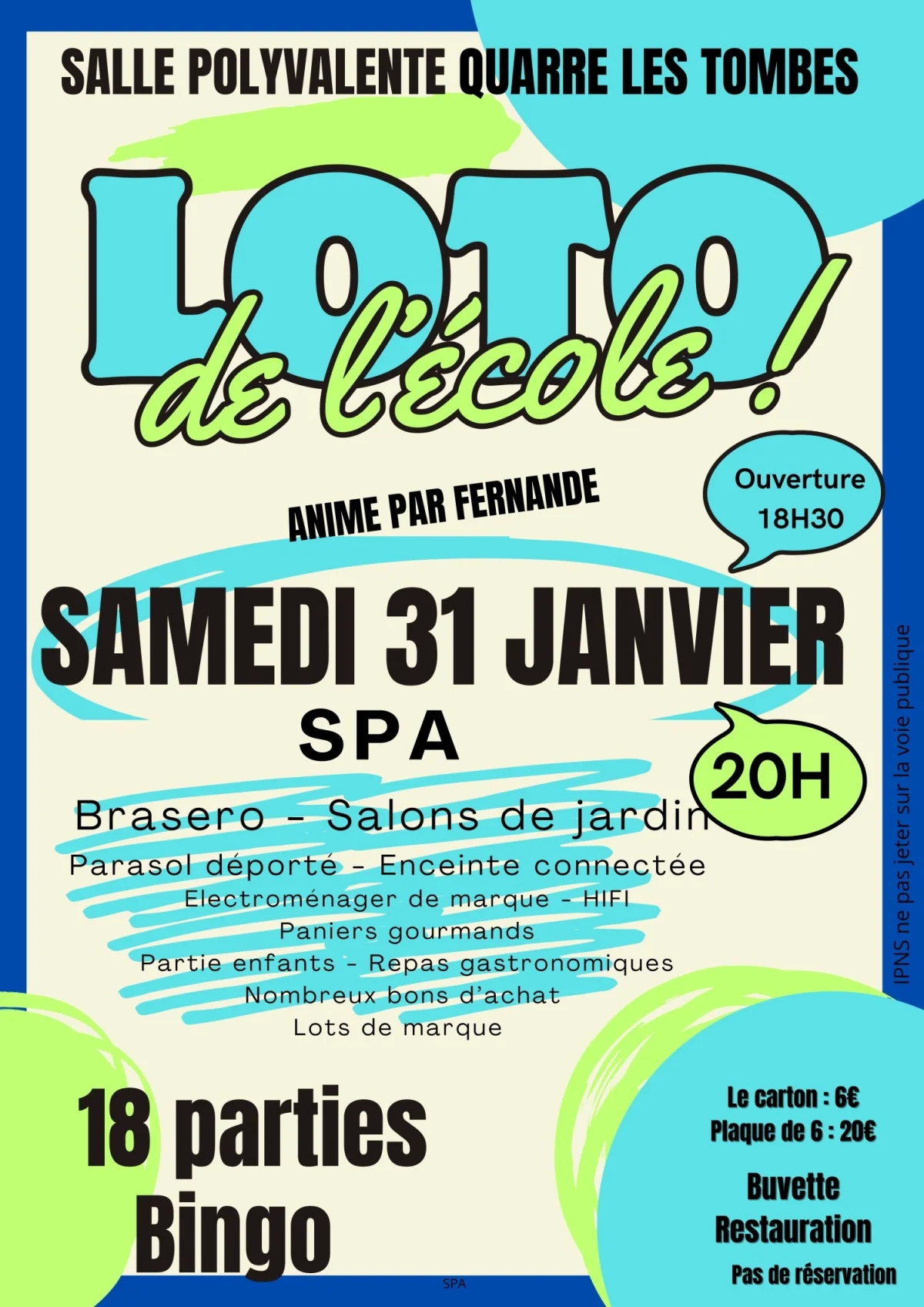 Loto de l'école - organisé par Fernande – Quarré les Tombes (Salle polyvalente) (affiche de l’événement)