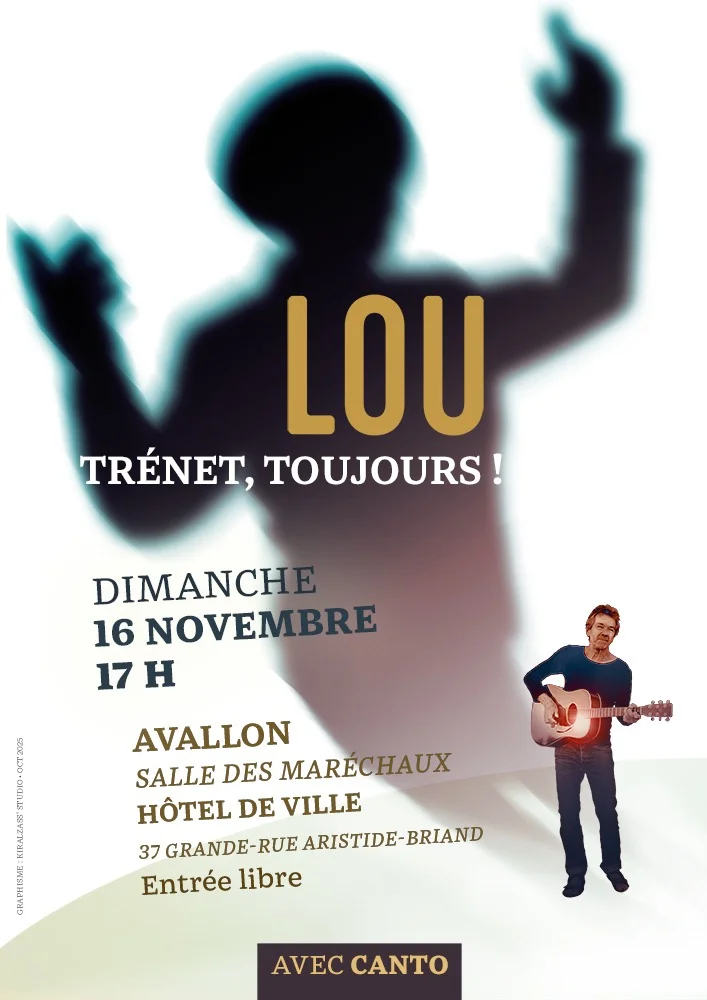 Lou chante "Trénet, toujours !" : vagabondage swing, joyeux et poétique sur les routes enchantées de Charles Trénet – Avallon (Salle des Maréchaux (Hotel de Ville)) (affiche de l’événement)