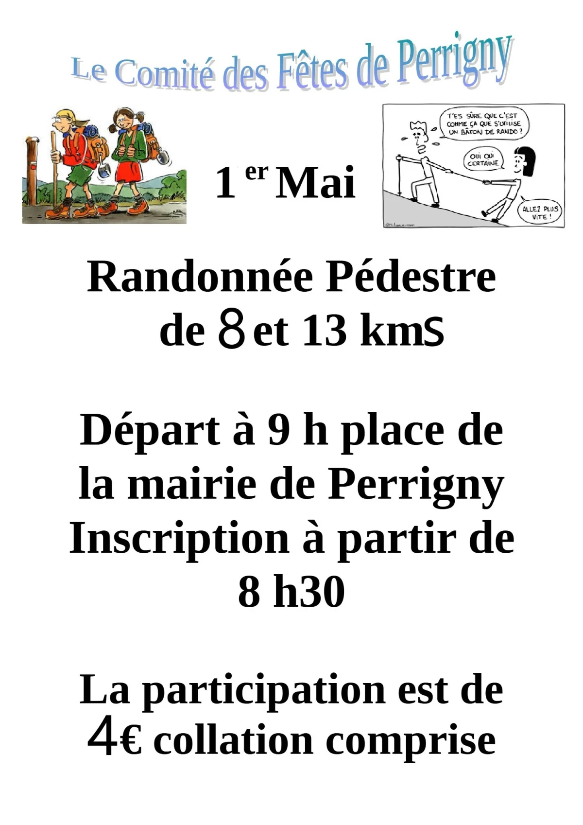 Marche du 1er Mai : circuit de 2 parcours 8 kms et 13kms et proposé aux randonneurs. – Perrigny (RDV Place de la Mairie) (affiche de l’événement)
