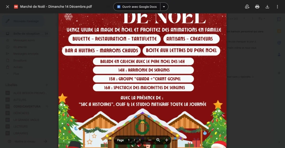 Marché de Noël – Sergines (Place de la mairie) (affiche de l’événement)