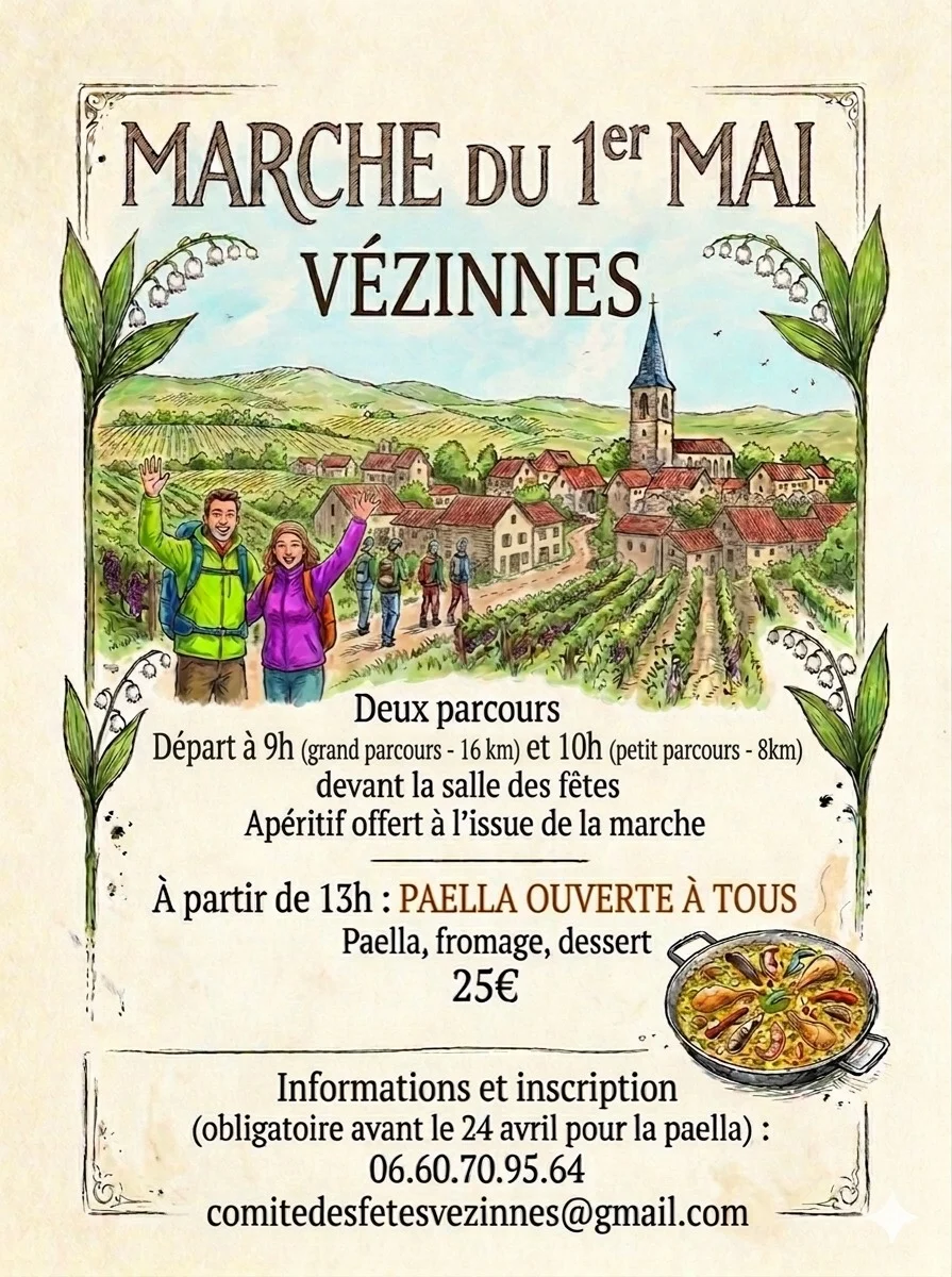 Marche du 1er mai à Vézinnes – Vézinnes (Salle des fêtes) (affiche de l’événement)