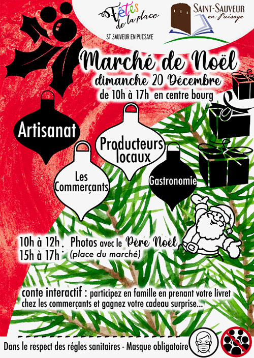 MARCHE DE NOEL : Artisanat, producteurs locaux, commerçants, gastronomie) + Photos avec le Père Noël + Conte interactif avec cadeau surprise